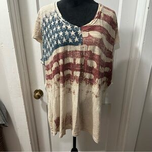 Red and Blue Boxy Short Sleeve T-Shirt